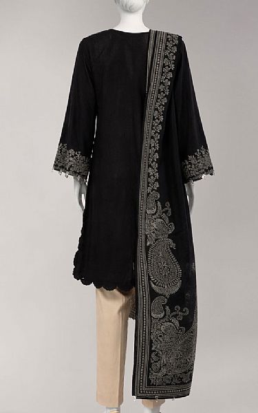 Junaid Jamshed Black Jacquard Suit (2 Pcs) | Pakistani Lawn Dress in USA- Image 2