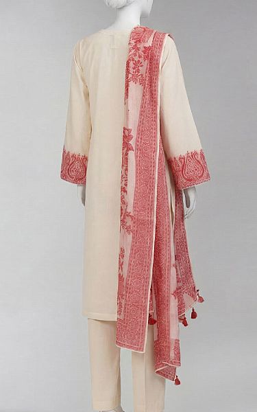 Junaid Jamshed Off-white Jacquard Suit (2 Pcs) | Pakistani Lawn Dress in USA- Image 2