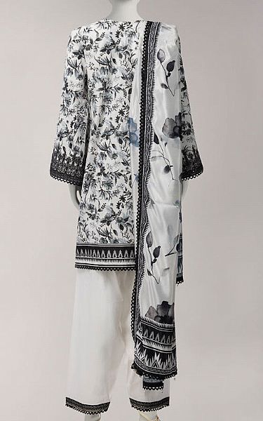 Junaid Jamshed Black/White Lawn Suit | Pakistani Lawn Dress in USA- Image 2
