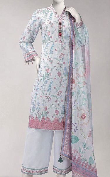 Junaid Jamshed Light Turquoise Lawn Suit | Pakistani Lawn Dress in USA- Image 1