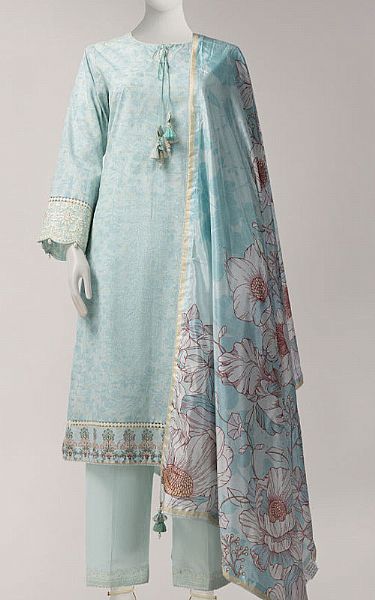 Junaid Jamshed Aqua Lawn Suit | Pakistani Lawn Dress in USA- Image 1