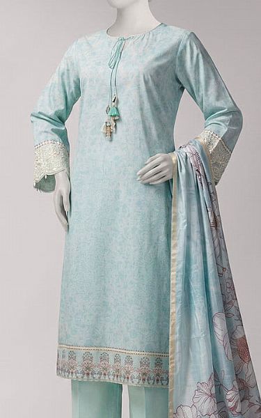 Junaid Jamshed Aqua Lawn Suit | Pakistani Lawn Dress in USA- Image 2