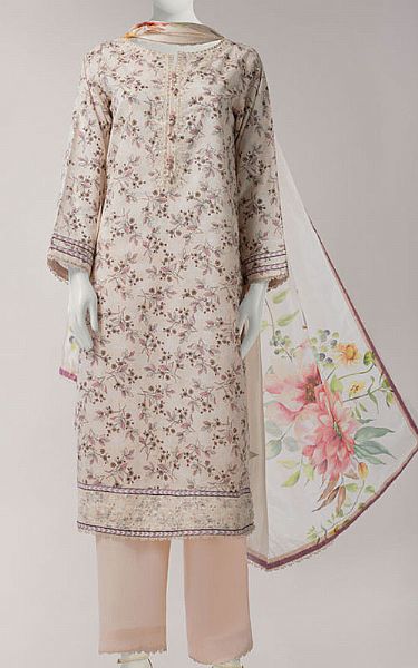 Junaid Jamshed Ivory Lawn Suit | Pakistani Lawn Dress in USA- Image 1