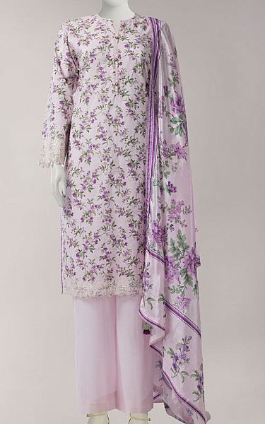 Junaid Jamshed Lilac Lawn Suit | Pakistani Lawn Dress in USA- Image 1