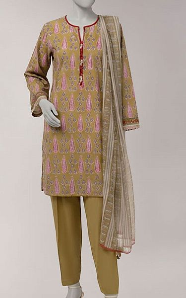 Junaid Jamshed Olive Lawn Suit | Pakistani Lawn Dress in USA- Image 1