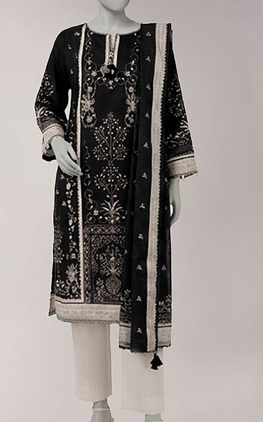 Junaid Jamshed Black Lawn Suit | Pakistani Lawn Dress in USA- Image 1