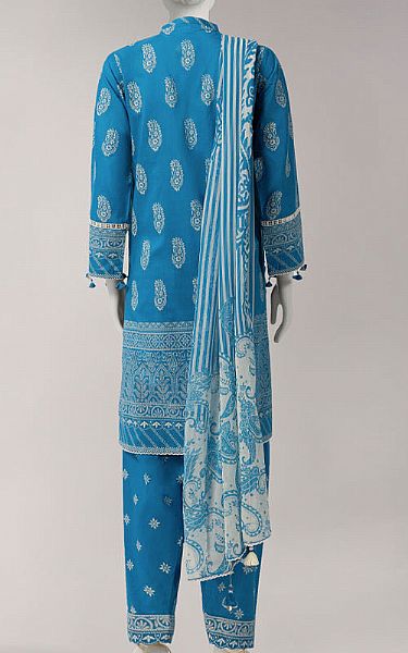 Junaid Jamshed Turquoise Lawn Suit | Pakistani Lawn Dress in USA- Image 2