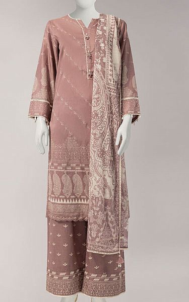 Junaid Jamshed Tea Pink Lawn Suit | Pakistani Lawn Dress in USA- Image 1