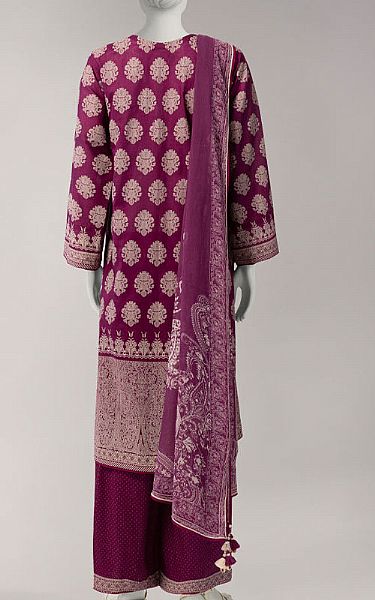 Junaid Jamshed Magenta Lawn Suit | Pakistani Lawn Dress in USA- Image 2