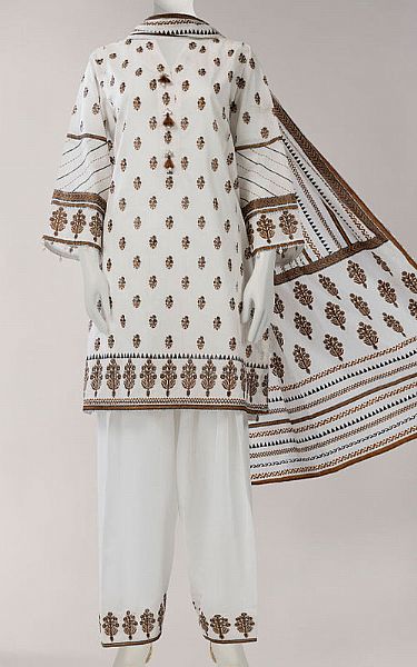 Junaid Jamshed Off-white Lawn Suit | Pakistani Lawn Dress in USA- Image 1