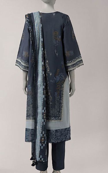 Junaid Jamshed Blue Lawn Suit | Pakistani Lawn Dress in USA- Image 2