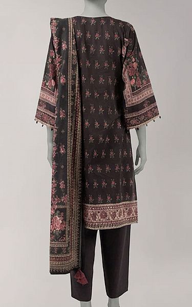 Junaid Jamshed Charcoal Lawn Suit | Pakistani Lawn Dress in USA- Image 2