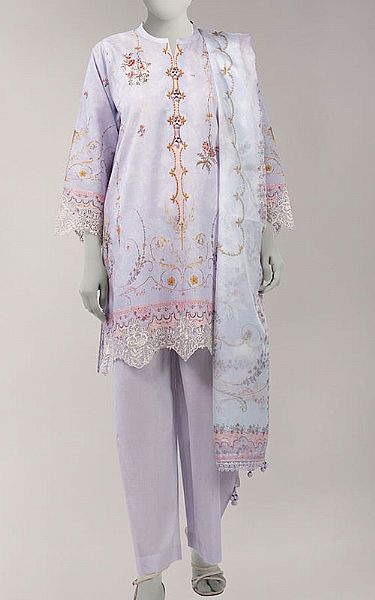 Junaid Jamshed Lilac Lawn Suit | Pakistani Lawn Dress in USA- Image 1