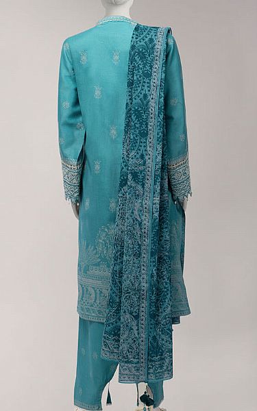 Junaid Jamshed Turquoise Lawn Suit | Pakistani Lawn Dress in USA- Image 2