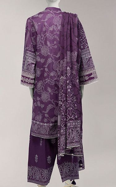 Junaid Jamshed Purple Lawn Suit | Pakistani Lawn Dress in USA- Image 2
