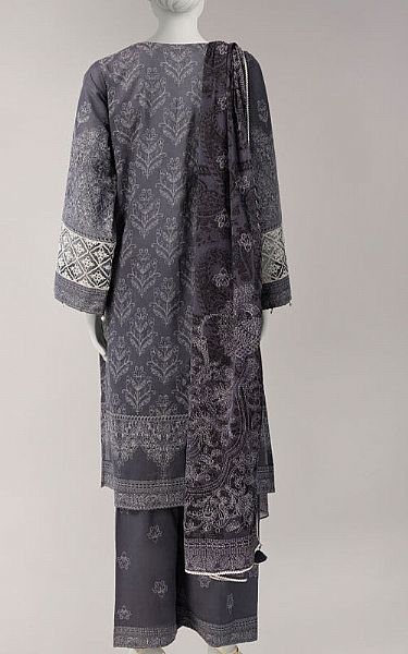 Junaid Jamshed Grey Lawn Suit | Pakistani Lawn Dress in USA- Image 2
