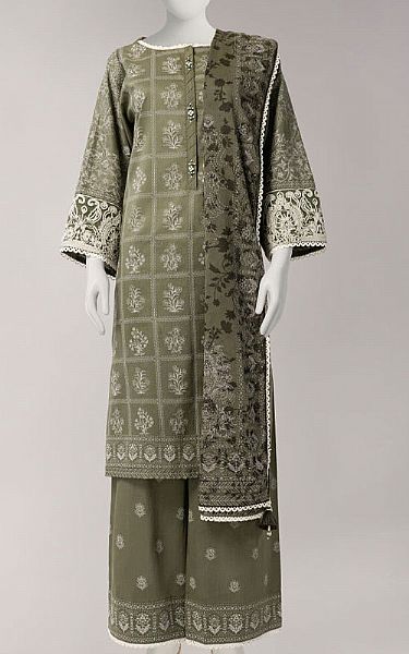 Junaid Jamshed Green Lawn Suit | Pakistani Lawn Dress in USA- Image 1