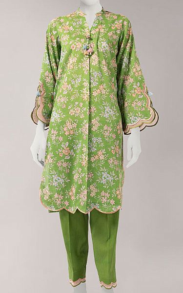 Junaid Jamshed Green Lawn Suit (2 Pcs) | Pakistani Lawn Dress in USA- Image 1
