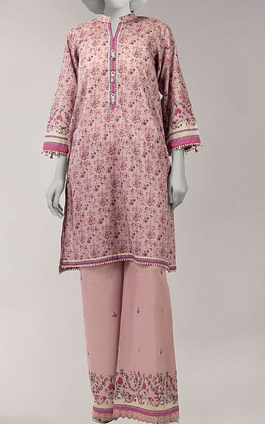 Junaid Jamshed Tea Pink Lawn Suit (2 Pcs) | Pakistani Lawn Dress in USA- Image 1