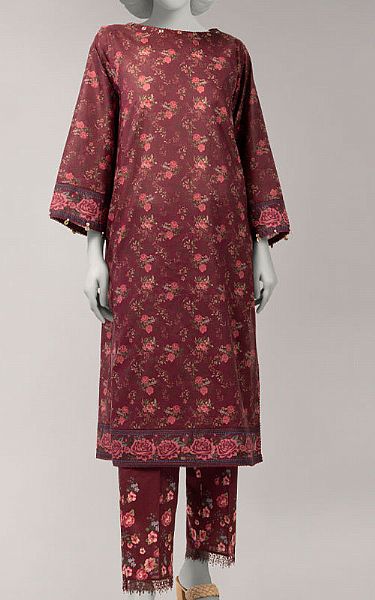 Junaid Jamshed Wine Lawn Suit (2 Pcs) | Pakistani Lawn Dress in USA- Image 1