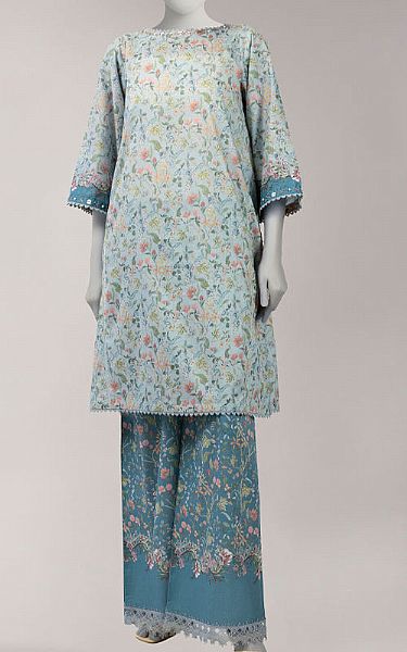 Junaid Jamshed Sky Blue Lawn Suit (2 Pcs) | Pakistani Lawn Dress in USA- Image 1