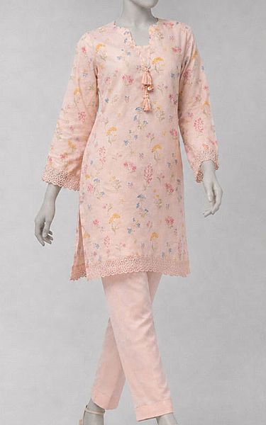 Junaid Jamshed Peach Lawn Suit (2 Pcs) | Pakistani Lawn Dress in USA- Image 1