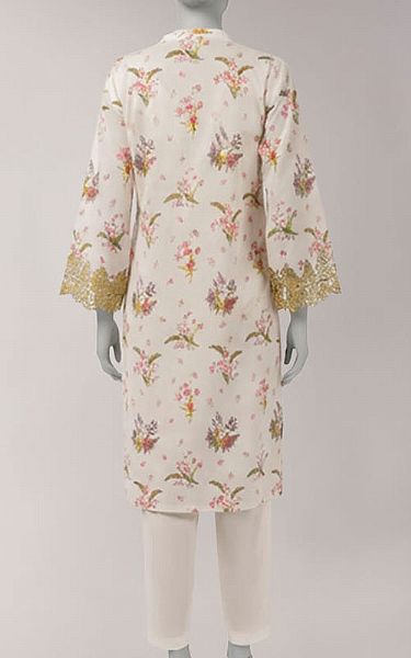 Junaid Jamshed Off-white Lawn Suit (2 Pcs) | Pakistani Lawn Dress in USA- Image 2