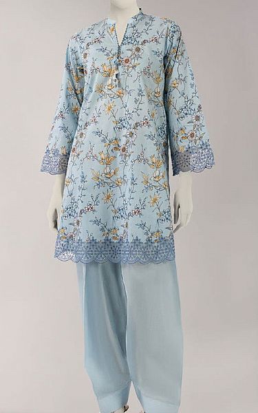 Junaid Jamshed Sky Blue Lawn Suit (2 Pcs) | Pakistani Lawn Dress in USA- Image 1