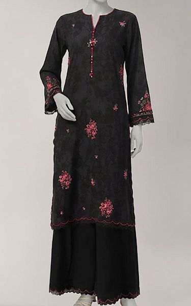 Junaid Jamshed Black Lawn Suit (2 Pcs) | Pakistani Lawn Dress in USA- Image 1