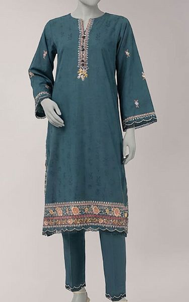 Junaid Jamshed Teal Lawn Suit (2 Pcs) | Pakistani Lawn Dress in USA- Image 1