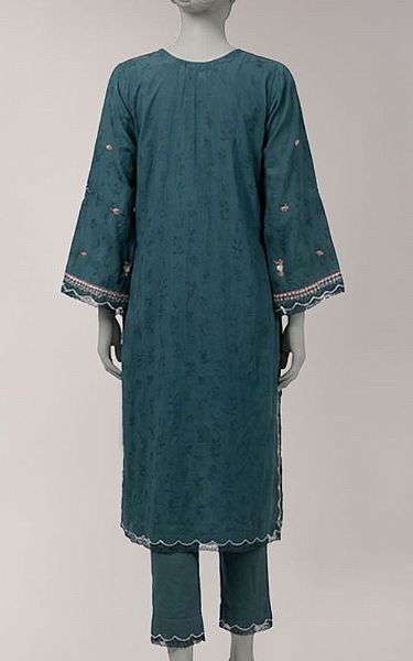 Junaid Jamshed Teal Lawn Suit (2 Pcs) | Pakistani Lawn Dress in USA- Image 2