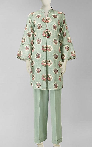 Junaid Jamshed Mint Green Lawn Suit (2 Pcs) | Pakistani Lawn Dress in USA- Image 1