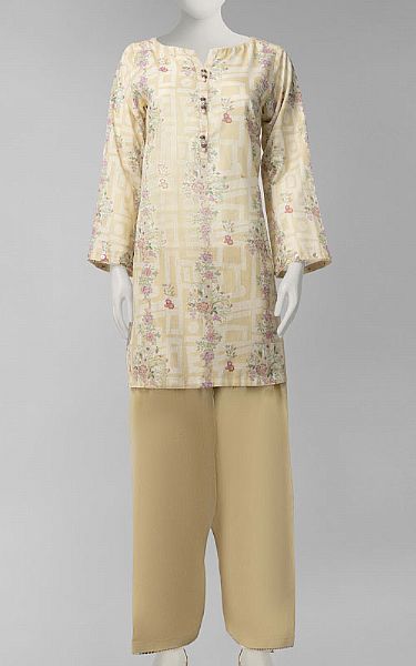 Junaid Jamshed Ivory Lawn Suit (2 Pcs) | Pakistani Lawn Dress in USA- Image 1