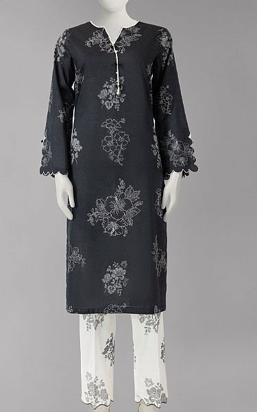 Junaid Jamshed Black Lawn Suit (2 Pcs) | Pakistani Lawn Dress in USA- Image 1