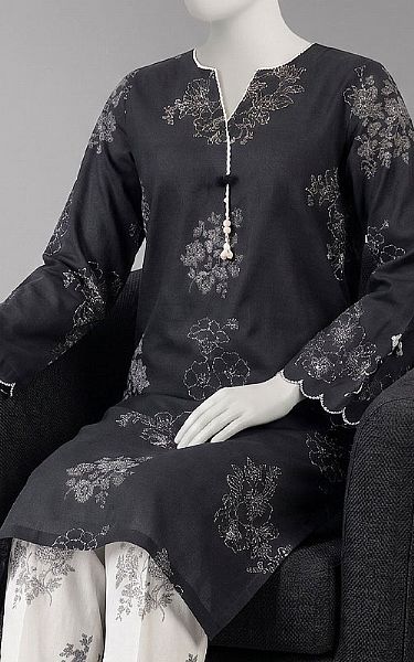 Junaid Jamshed Black Lawn Suit (2 Pcs) | Pakistani Lawn Dress in USA- Image 2