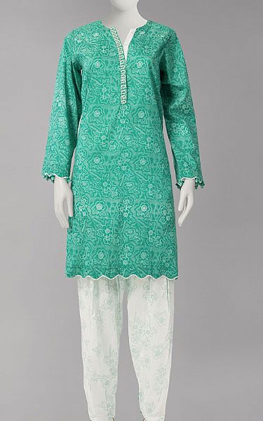 Junaid Jamshed Emerald Green Lawn Suit (2 Pcs) | Pakistani Lawn Dress in USA- Image 1