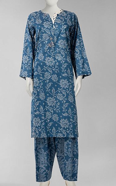 Junaid Jamshed Blue Lawn Suit (2 Pcs) | Pakistani Lawn Dress in USA- Image 1