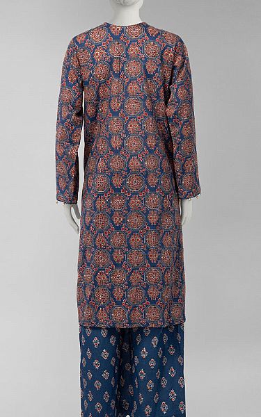 Junaid Jamshed Rust/Blue Lawn Suit (2 Pcs) | Pakistani Lawn Dress in USA- Image 2