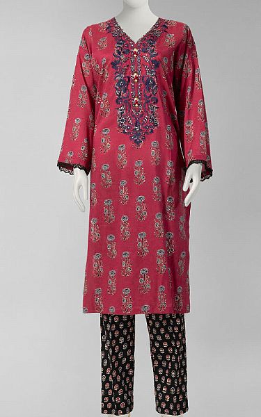 Junaid Jamshed Solid Pink Lawn Suit (2 Pcs) | Pakistani Lawn Dress in USA- Image 1