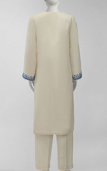 Junaid Jamshed Cream Lawn Suit (2 Pcs) | Pakistani Lawn Dress in USA- Image 2