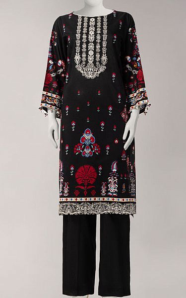 Junaid Jamshed Black Lawn Suit (2 Pcs) | Pakistani Lawn Dress in USA- Image 1