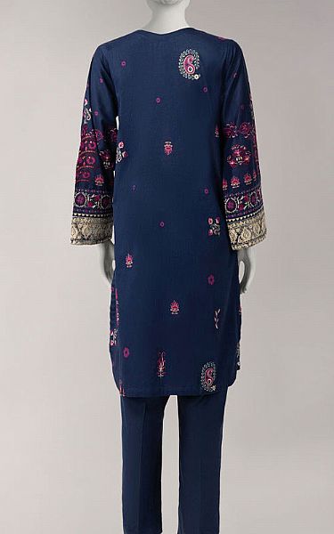 Junaid Jamshed Navy Blue Lawn Suit (2 Pcs) | Pakistani Lawn Dress in USA- Image 2