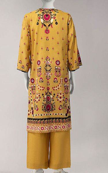 Junaid Jamshed Mustard Lawn Suit (2 Pcs) | Pakistani Lawn Dress in USA- Image 2