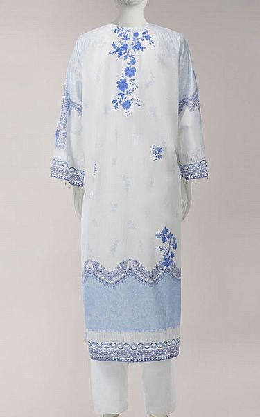 Junaid Jamshed White/Blue Lawn Kurti | Pakistani Lawn Dress in USA- Image 2