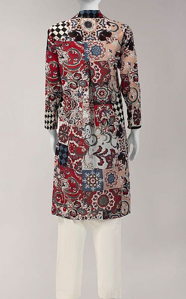 Junaid Jamshed Multicolor Lawn Kurti | Pakistani Lawn Dress in USA- Image 2