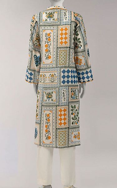 Junaid Jamshed Multicolor Lawn Kurti | Pakistani Lawn Dress in USA- Image 2