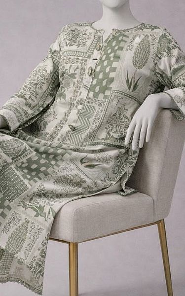 Junaid Jamshed Pistachio Green Lawn Kurti | Pakistani Lawn Dress in USA- Image 2