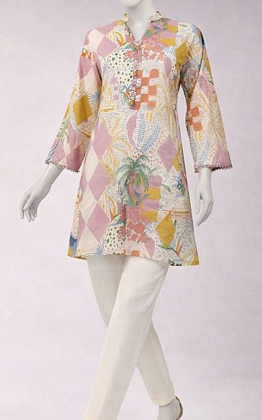 Junaid Jamshed Multicolor Lawn Kurti | Pakistani Lawn Dress in USA- Image 1