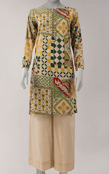 Junaid Jamshed Multicolor Lawn Kurti | Pakistani Lawn Dress in USA- Image 1