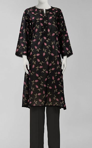 Junaid Jamshed Black Lawn Kurti | Pakistani Lawn Dress in USA- Image 1